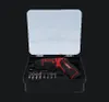 A black case with a clear lid containing a red and black cordless screwdriver and a set of bits. Náhľad obrázku produktu
