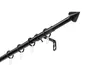 A black curtain rod with rings and clips, shown diagonally against a white background. Produktbild-Vorschau