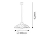 A line drawing of a pendant light with dimensions indicated. Náhľad obrázku produktu