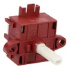 A close-up studio shot of a red electronic component with a white knob. Voir les images du produit