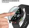 A finger is touching the screen of a smartwatch, which is covered by a protective case. Produktbild-Vorschau