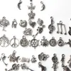 100 kusů DIY přívěsků, tmavě stříbrná slitina, různé styly, Náhled obrázku produktu 2