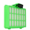 A green vacuum cleaner filter with a white filtering material. Produktbild-Vorschau