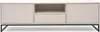 A front view of a beige TV cabinet with a black metal frame. Produktbild-Vorschau