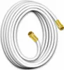 A coiled white coaxial cable with gold-plated F-connectors on both ends, presented on a white background. Produktbild-Vorschau