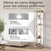 K-Möbel Vitrine en verre debout en hêtre (176x37x33cm) avec Voir les images du produit 5