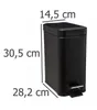 A black rectangular trash can with dimensions indicated by measurement lines and text. Náhled obrázku produktu