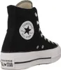 A black Converse Chuck Taylor All Star high-top sneaker with a white platform sole, shown from the side. Voir les images du produit