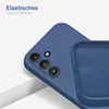 Close-up of a blue phone case, showing the camera cutout and the interior texture. Produktbild-Vorschau
