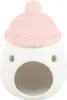 A white ceramic oil burner shaped like a snowman wearing a pink knitted hat. Voir les images du produit