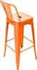 A single orange bar stool with a backrest is shown from a side-angle against a white background. Podgląd zdjęcia produktu