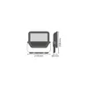 Technical drawing of a floodlight with dimensions. Voir les images du produit