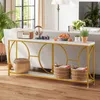 A console table with decorative elements and storage baskets in a living room setting. Produktbild-Vorschau