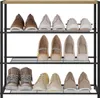 A three-tier shoe rack filled with various shoes on each shelf. Produktbild-Vorschau