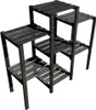 A dark wooden plant stand with multiple shelves, shown from a slightly elevated diagonal angle against a white background. Anteprima dell’immagine prodotto