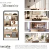 A collage showing a shelf unit in a room setting, with lifestyle images of different rooms. Produktbild-Vorschau
