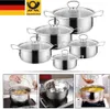 10-teiliges Edelstahl Topfset Töpfe Topf Kochtopfset Produktbild-Vorschau 3