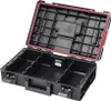 An open black plastic toolbox with red trim, showing its internal compartments. Produktbild-Vorschau