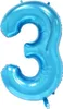 Palloncino in foil numero 3, circa 100 cm, blu Anteprima dell’immagine prodotto 1