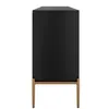 A black sideboard with gold metal legs is shown against a white background. Produktbild-Vorschau