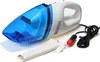 A white and blue handheld car vacuum cleaner with its accessories and power cord. Náhled obrázku produktu