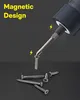 A screwdriver bit is shown magnetically attracting a screw, with other screws scattered below. Podgląd zdjęcia produktu