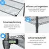 Collage of images showing details and features of a metal shelving unit. Produktbild-Vorschau