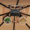 Close-up view of the top of a brown fabric gazebo, showing the internal structure and a hook for hanging decorations. Náhled obrázku produktu