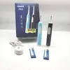 A duo pack of Oral-B Pro Series 1 electric toothbrushes with their charging base and extra brush heads, displayed with their packaging. Anteprima dell’immagine prodotto