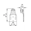 Technical drawing with dimensions of a sliding door roller mechanism. Produktbild-Vorschau