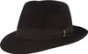 Borsalino edler Fedora Haarfilzhut mit mittelbreiter Krempe in schwarz