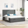 vidaXL Ottoman-Bett mit Matratzen Dunkelgrau 200x200 cm Produktbild-Vorschau 3