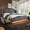 Samt-Polsterbett mit LED, USB-C-Anschluss und 4 Schubladen, Produktbild-Vorschau 5