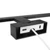 Close-up of the mounting bracket and cable of a black LED light fixture. Produktbild-Vorschau