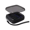 A black battery charger with a transparent lid is shown against a white background. Produktbild-Vorschau