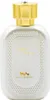 A white perfume bottle with a gold cap and gold text on the front. Anteprima dell’immagine prodotto