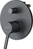 A black shower mixer tap with a lever handle and two small indicator lights. Produktbild-Vorschau