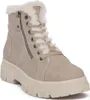 A single cream-colored winter boot with white fur trim and a thick sole, shown from a front-side angle against a white background. Anteprima dell’immagine prodotto
