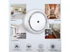 A collage showing a smoke detector in the center, surrounded by images of different rooms where it can be installed, and icons representing its features. Produktbild-Vorschau