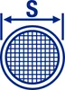 A diagram showing a sieve with a measurement indicator. Anteprima dell’immagine prodotto