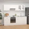 A clean, modern white kitchen setup with cabinets, a sink, a stove, and an oven. Produktbild-Vorschau