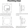 Diagrams showing the mounting steps for a thermostat. Voir les images du produit