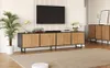 Meuble TV 180 x 40 x 50 cm, 4 portes, bois naturel, meuble Voir les images du produit 7