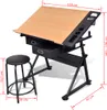 vidaXL Table à dessin avec plateau inclinable 2 tiroirs et Voir les images du produit 8