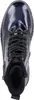 A top-down view of a blue patent leather boot with black laces. Produktbild-Vorschau