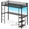 Letto a castello a soppalco COSTWAY 90x200cm con scrivania, Anteprima dell’immagine prodotto 1