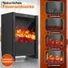 A marketing image showcasing an electric fireplace with different flame intensity settings. Náhľad obrázku produktu