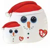 Two snowman plush toys with Santa hats, one larger than the other, against a white background. Anteprima dell’immagine prodotto