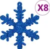 A single blue glittery snowflake ornament is shown against a white background. A purple circle with 'X8' is in the upper right corner. Voir les images du produit