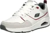 A single white sneaker with gray and burgundy accents, shown from a side-diagonal angle on a white background. Voir les images du produit